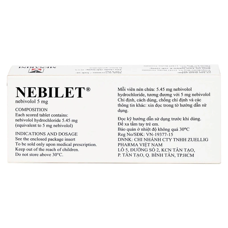 Nebilet 5mg trị tăng huyết áp, suy tim (2 vỉ x 14 viên) - 1